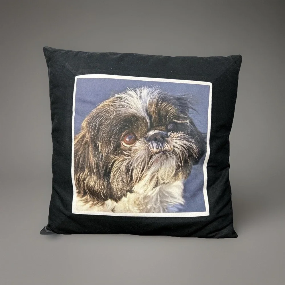 CafePress Shih Tzu Dog Photo Print Throw Pillow COVER ONLY Black Square Decor